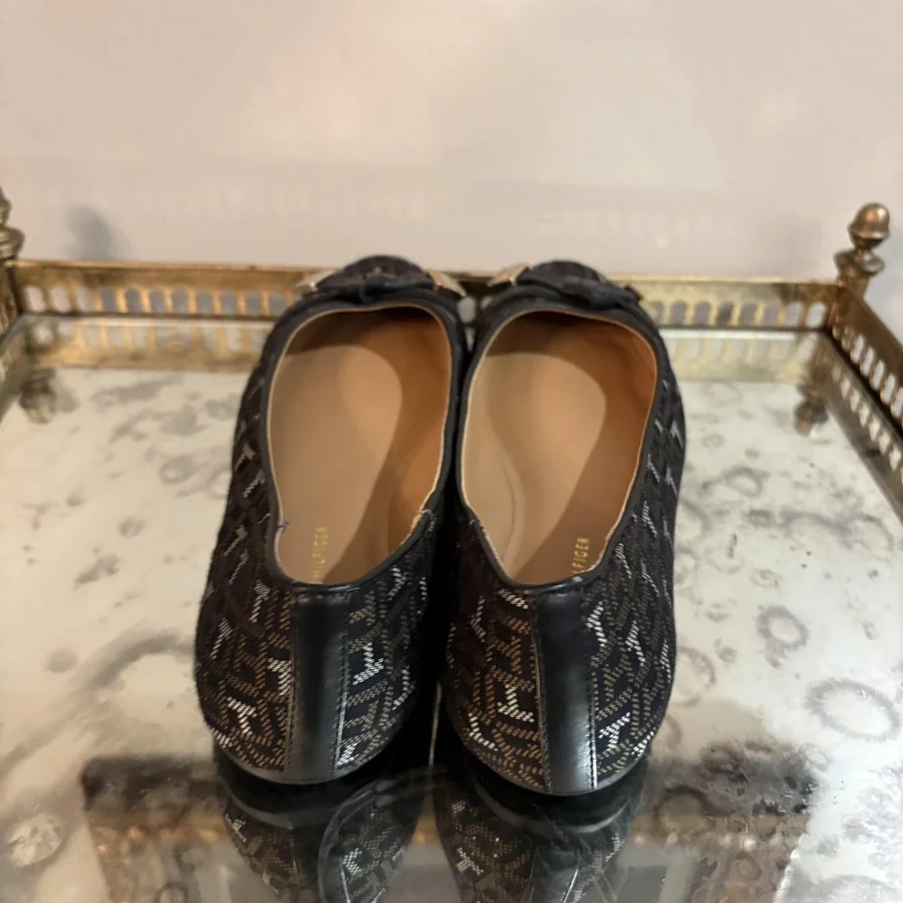 Tommy Hilfiger Shoes Womens Size 6.5 Black Ballet Flats Logo‎ Bow AW Chelsie